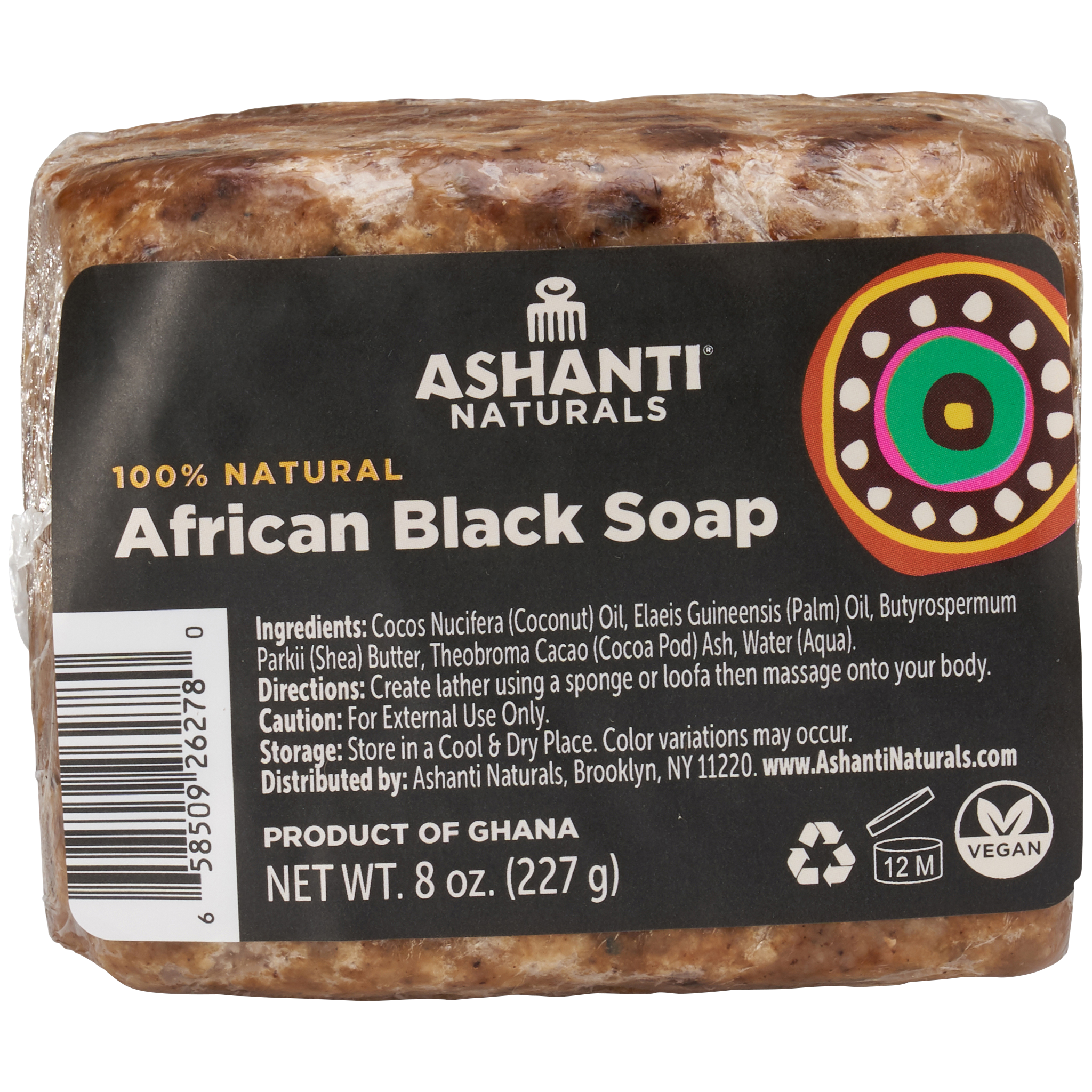 ASHANTI NATURALS AFRICAN BLACK SOAP BAR 8.OZ AshantiNaturals