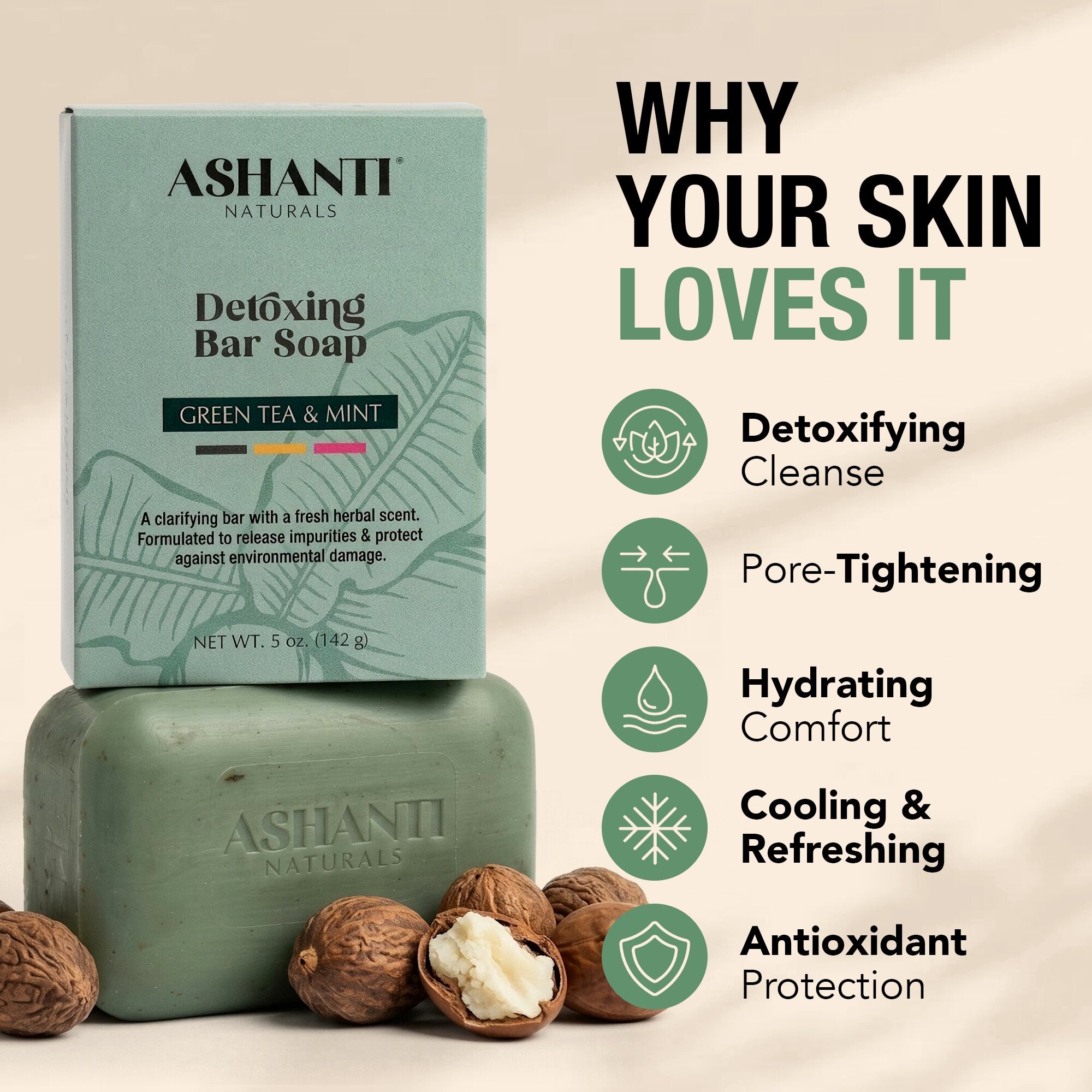 Detoxing Green Tea & Mint Soap Bar | Ashanti Naturals