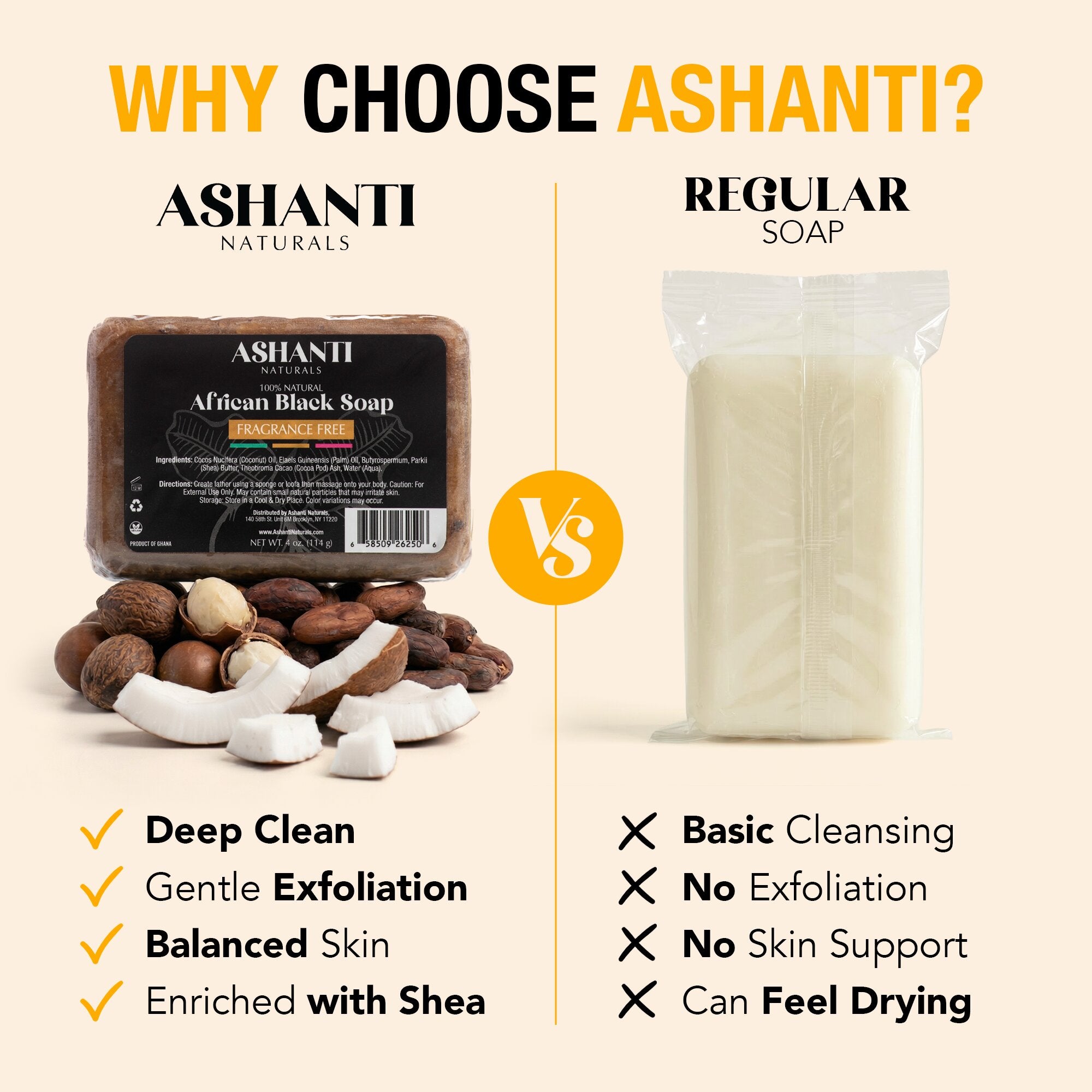 100% African Black Soap - Fragrance Free