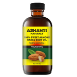 100%  Sweet Almond Natural Hair & Body Oil - 4oz., Glass Bottle