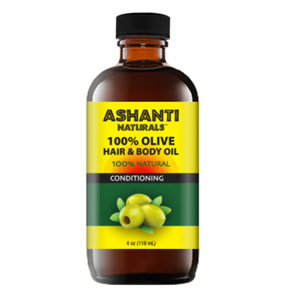 100% Olive Natural Hair & Body Oil - 4 oz., Glass Bottle