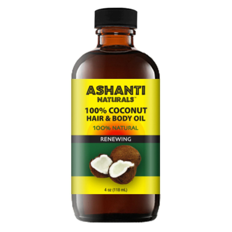 100% Coconut Natural Hair & Body Oil - 4oz., Glass Bottle