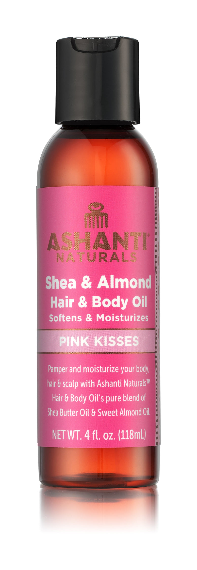 ASHANTI NATURALS 100% SHEA NUT & SWEET ALMOND NATURAL HAIR & BODY OIL- PINK KISSES FRAGRANCE 4 OZ