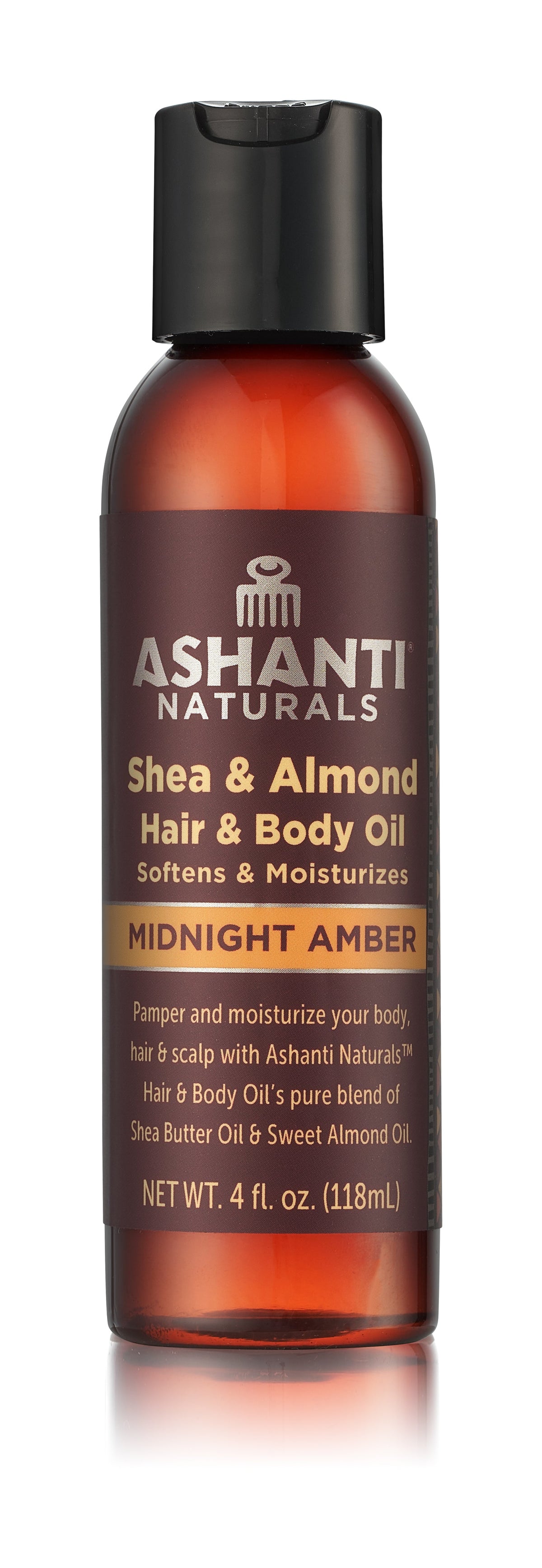 ASHANTI NATURALS 100% SHEA NUT & SWEET ALMOND NATURAL HAIR & BODY OIL- MIDNIGHT AMBER 4 OZ