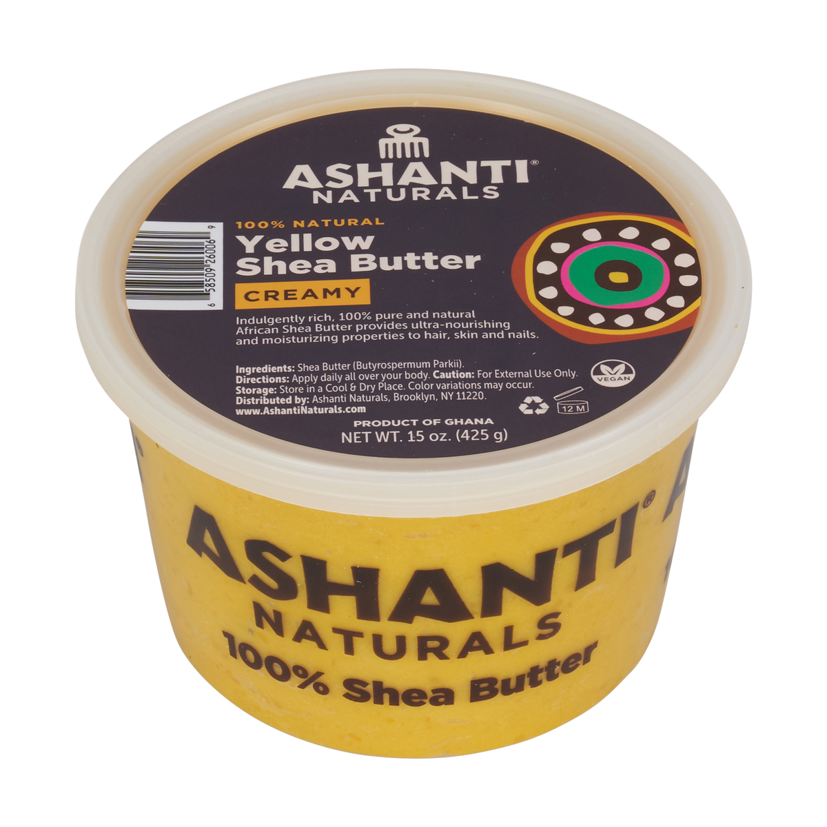 Unrefined African Soft & Creamy Yellow Shea Butter - 15 oz.